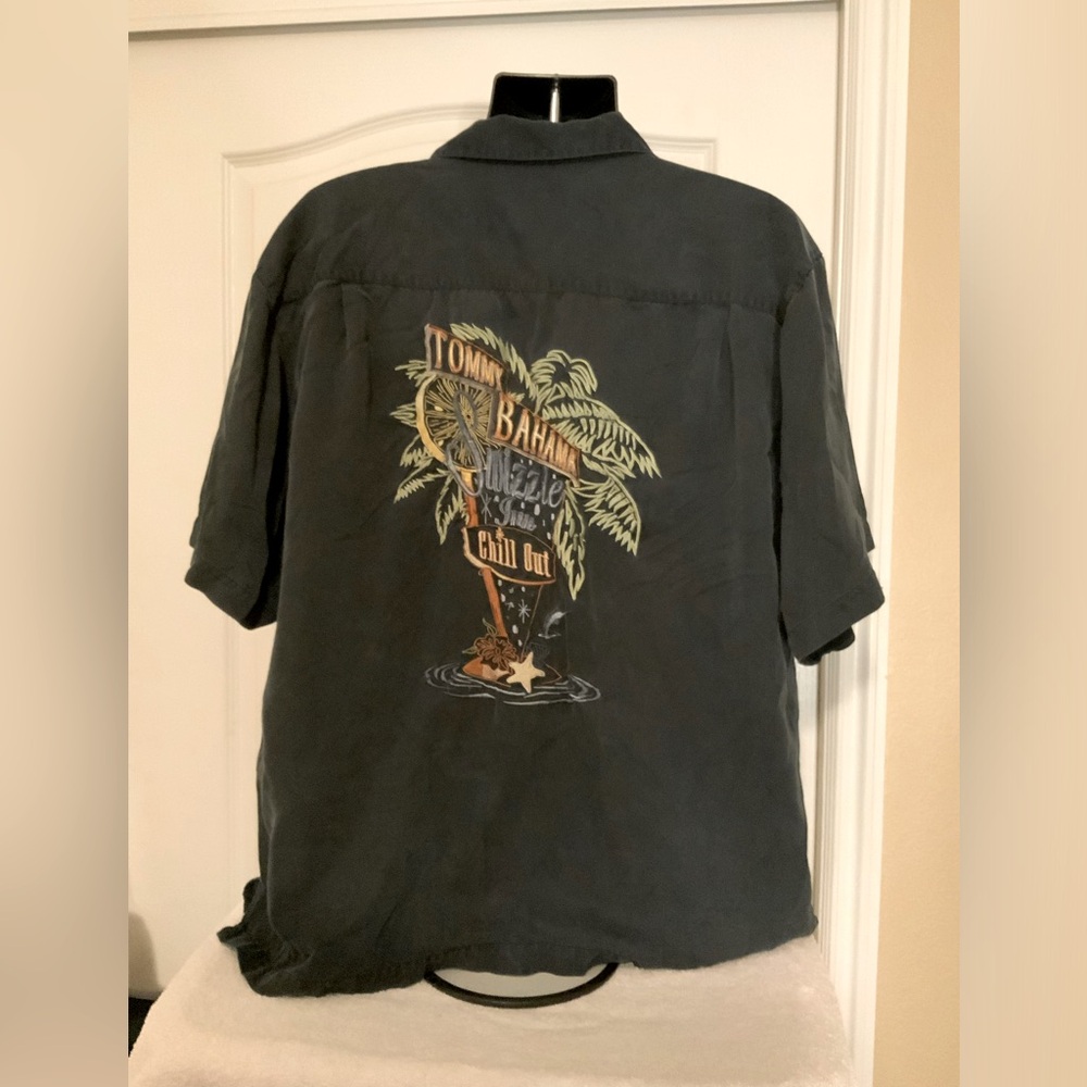 Tommy Bahama Embroidered Shirt Sizzle Inn Chill Out faded black sz XL